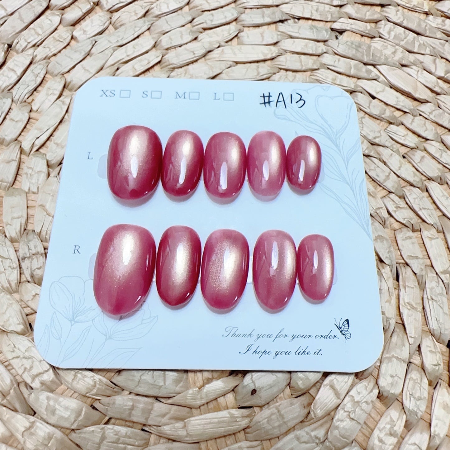 #A13 手作り ネイルチップ 単カラー ピンク キャットアイ 高品質 可愛い ウェアラブルネイルチップ